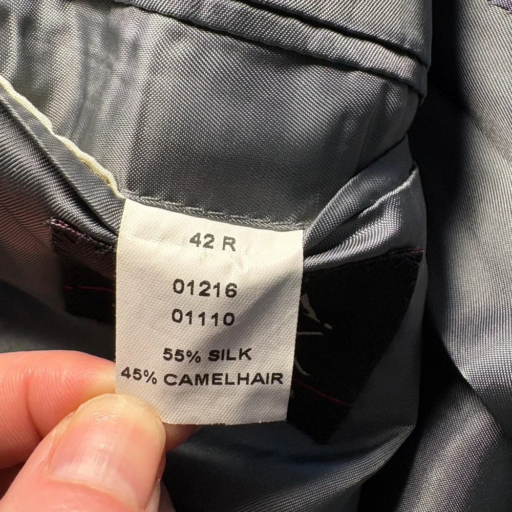 Jos A‎ Bank Signature Blazer 42R gray Silk Camel Hair Herringbone luxury